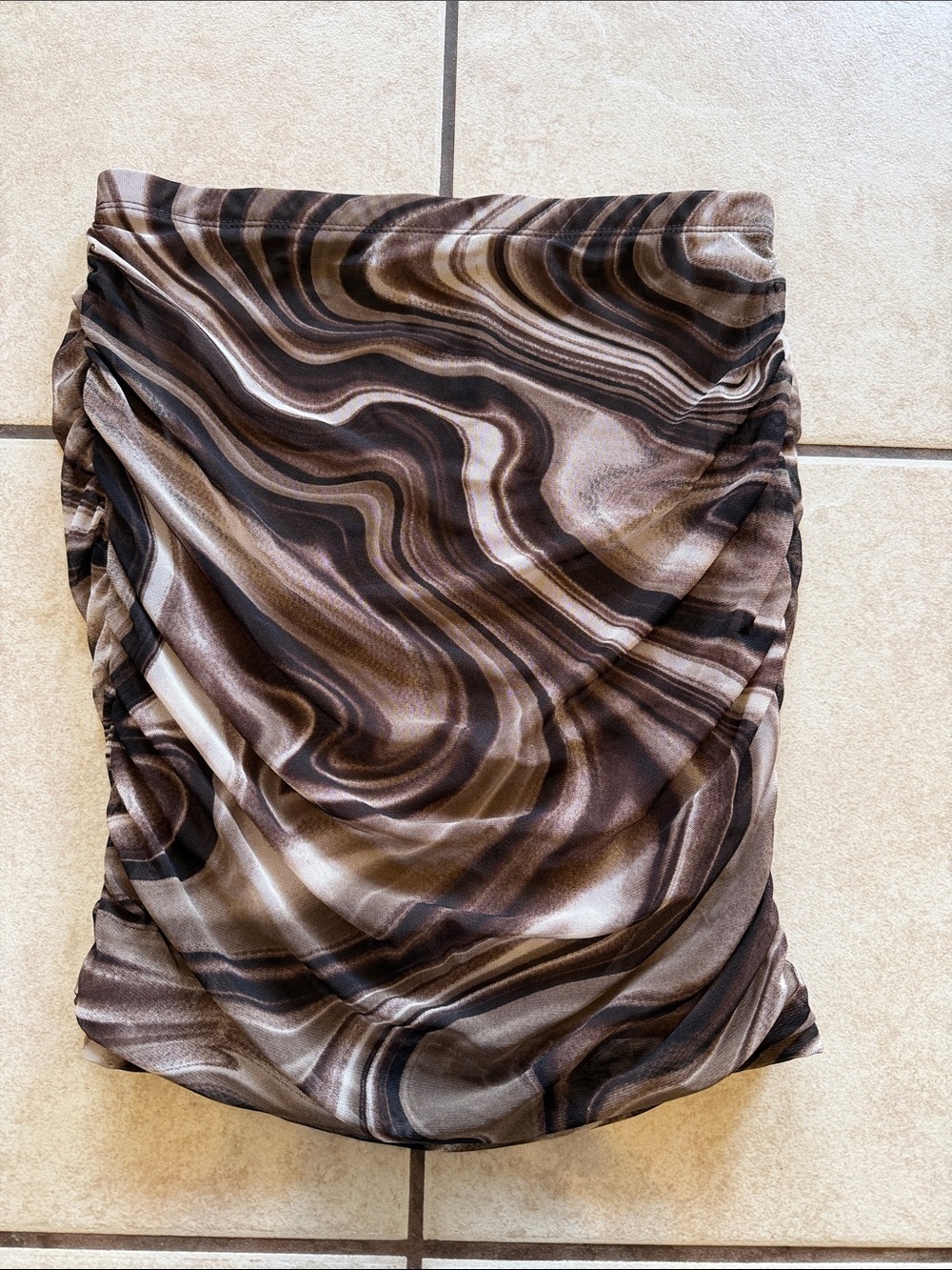 Windsor Brown Marble Ruched Mini Skirt